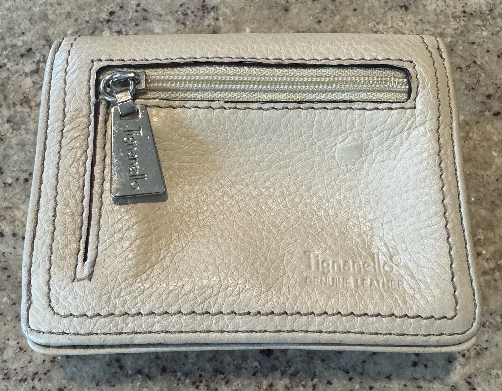 Tignanello Beige Pebbled Leather Zip Around Ext.Organizer Includes Wallet.