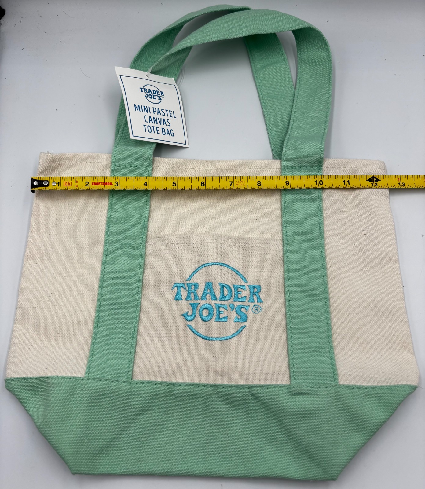 Trader Joe’s Easter Mini Canvas Tote Bag Pastel Green New With Tags Limited 2026