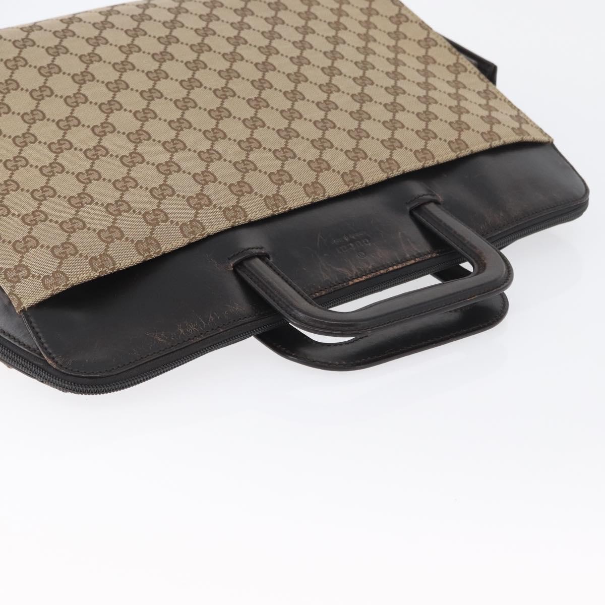 GUCCI GG Canvas Business Bag Beige Silver 015 3707 Auth gh1806