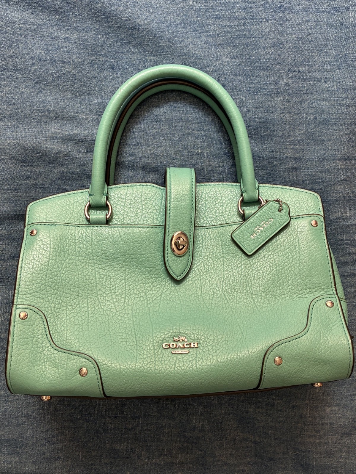 Coach Mercer satchel 24 Top Handle Handbag -Teal