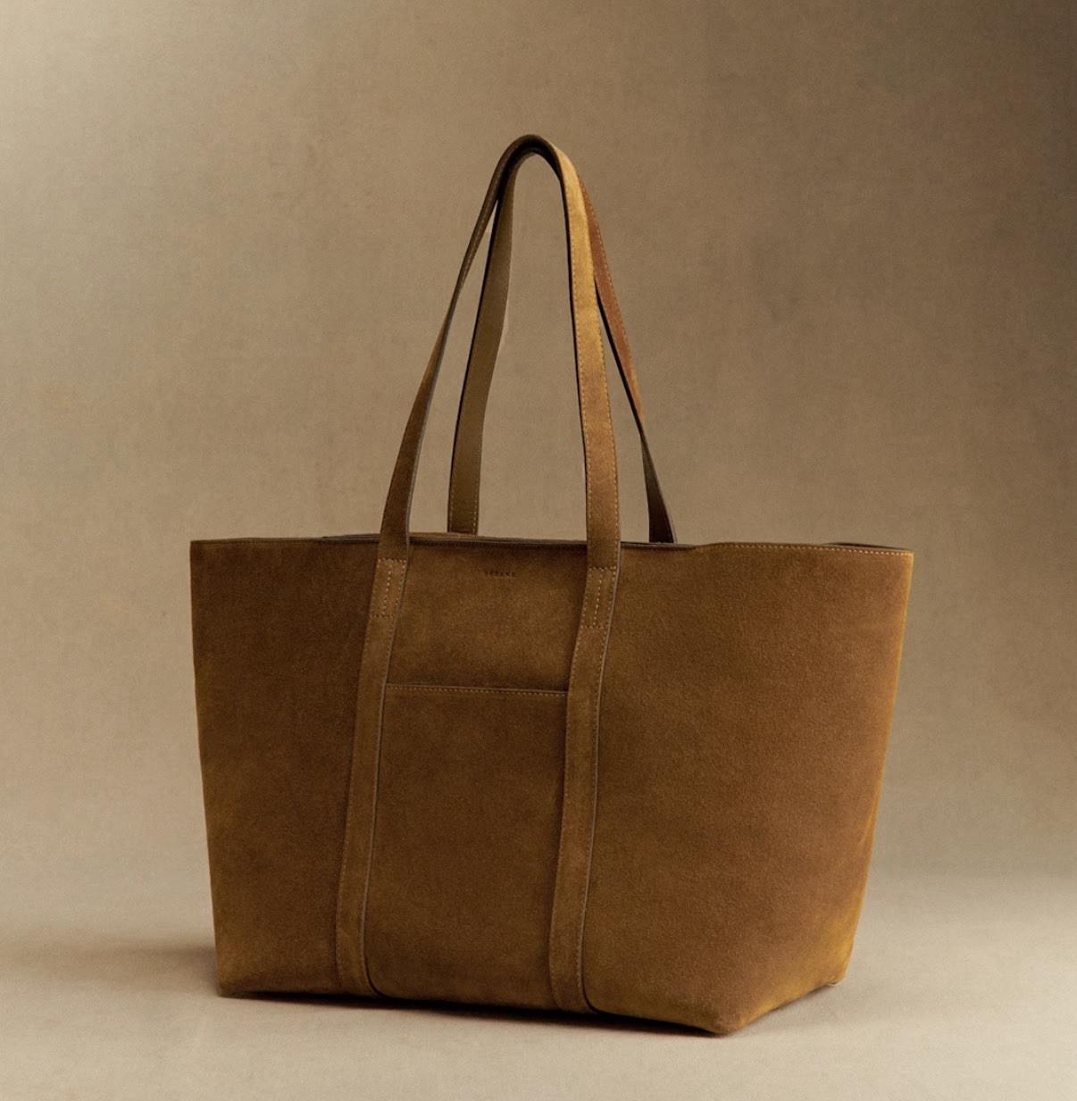 EUC Sezane Camel Beige Caramel Sand Suede Gabin Tote Bag Weekender Large Maxi