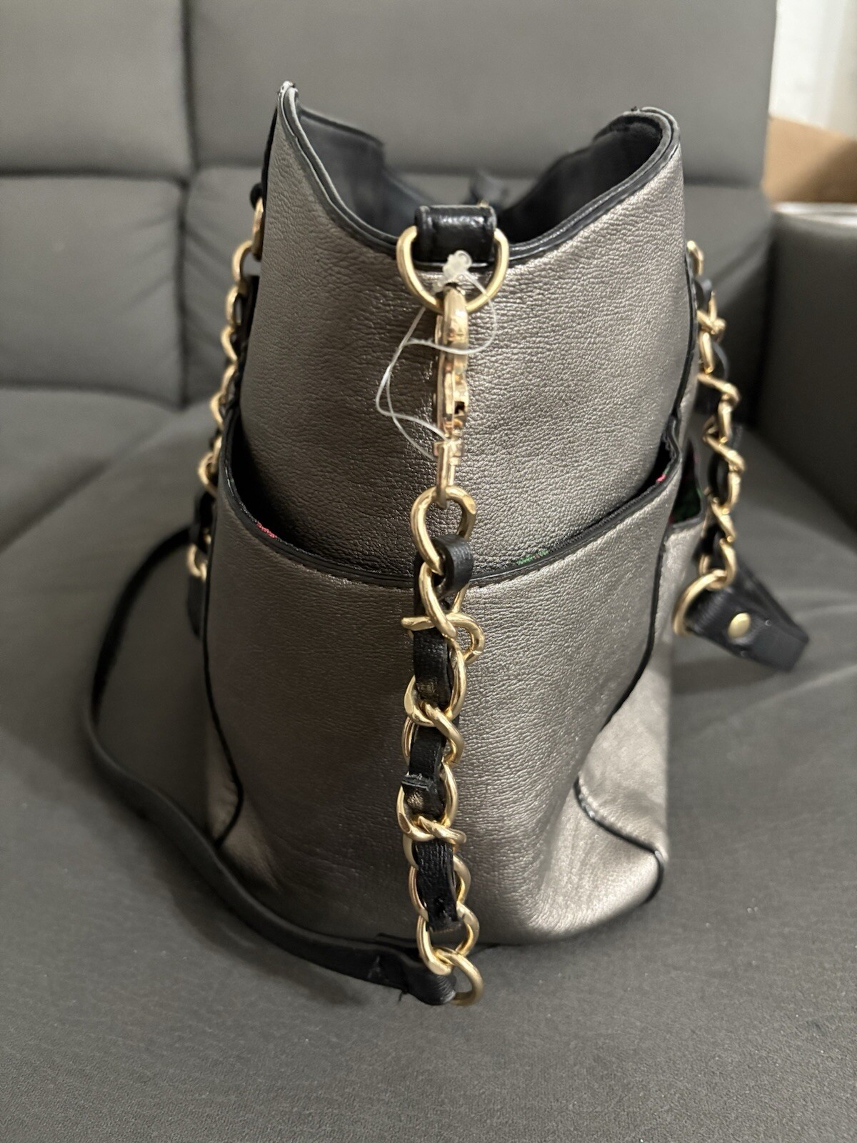 Betsey Johnson brown shoulder bag gold chains