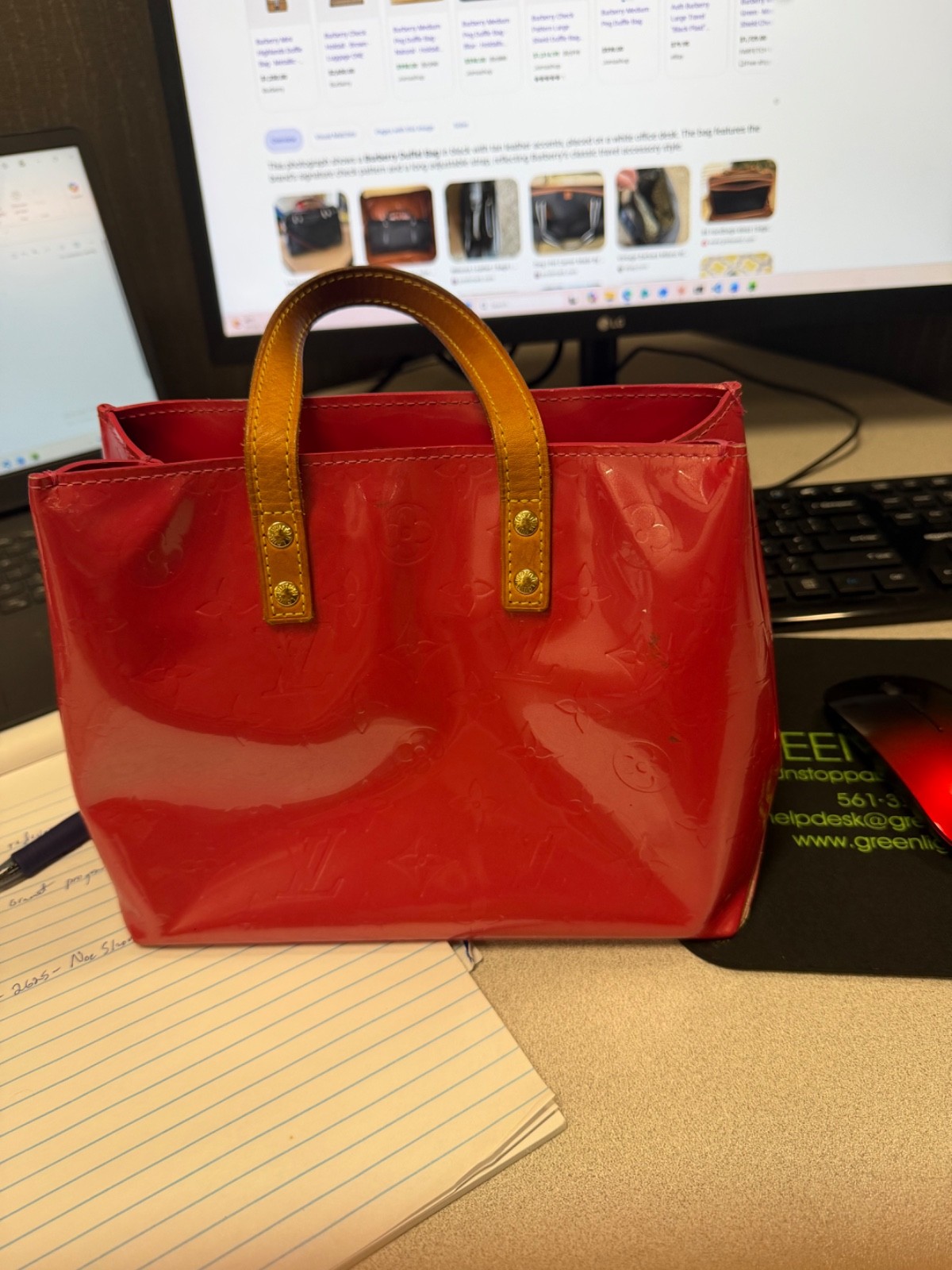 loius vuitton monogram vernis reed pm handbag mini tote patent leather enamel