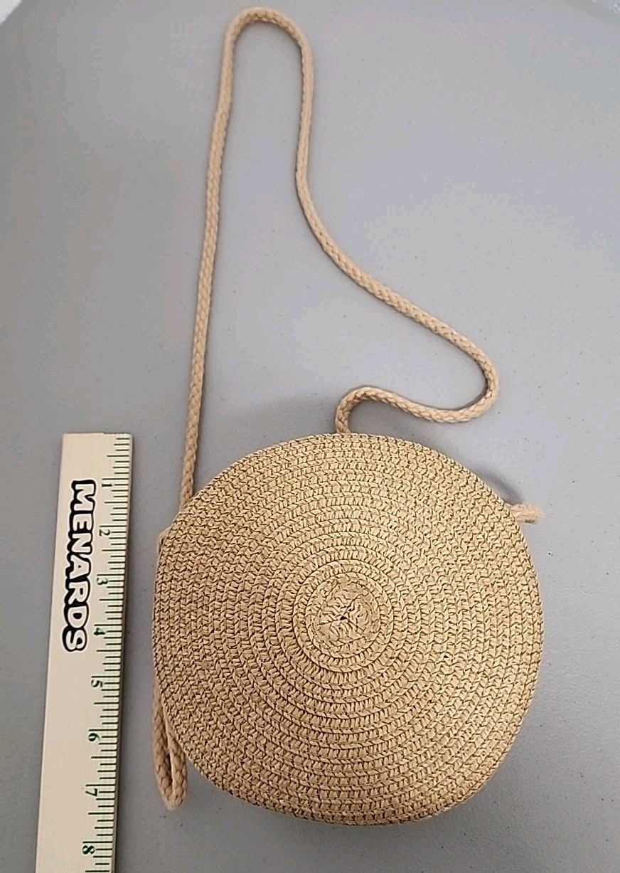 Mini Minimalist Straw Bag, Mini Woven Crossbody Bag, (6.3 X 6.3) Inch