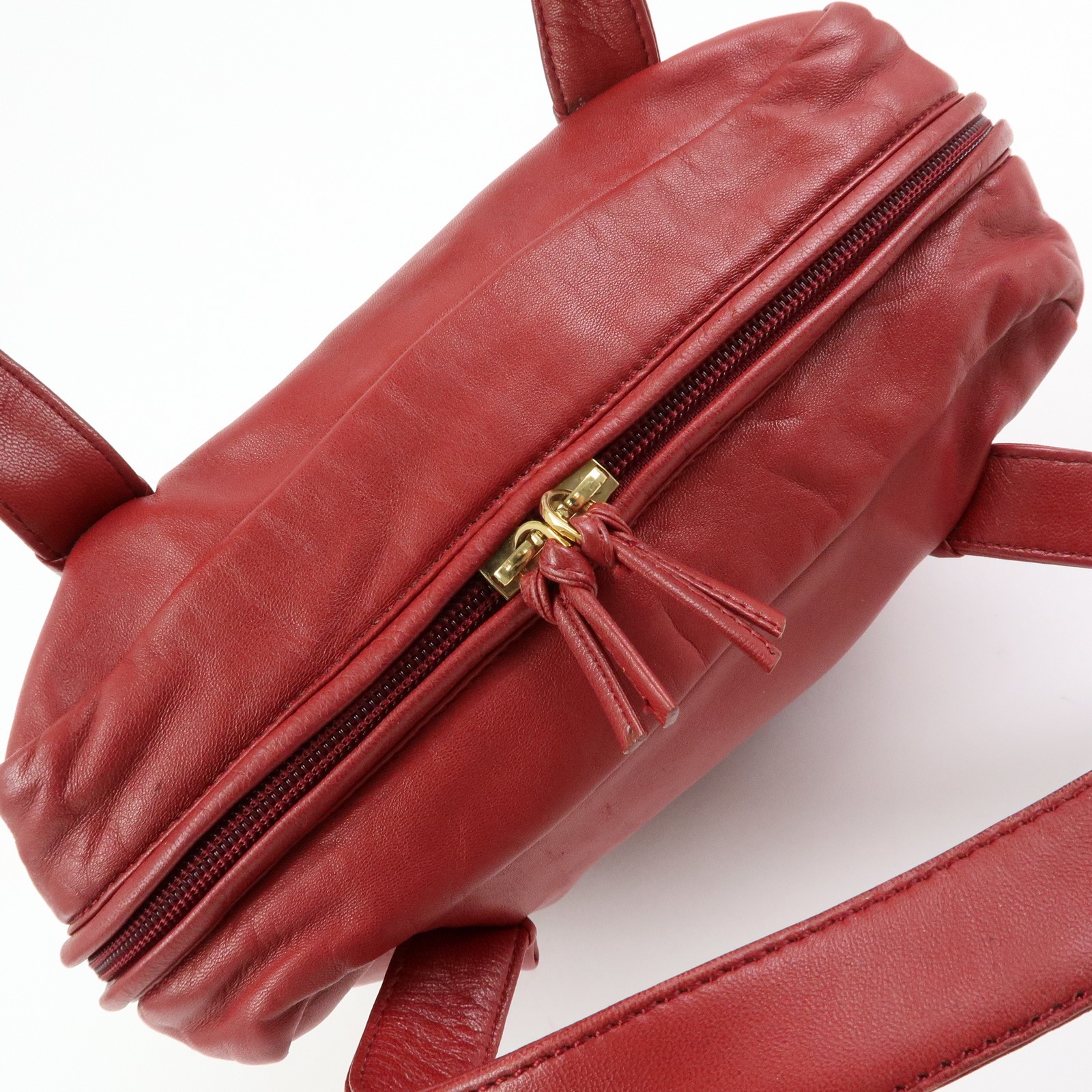 LOEWE Anagram Nappa Leather Hand Bag Shoulder Bag Red Authentic Used F/S