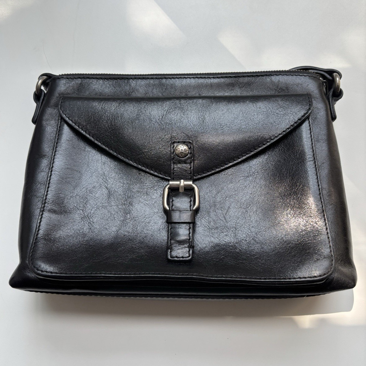 Patricia Nash Black Women’s Crossbody Bag Flap Buckle Magnetic & Zip Closure