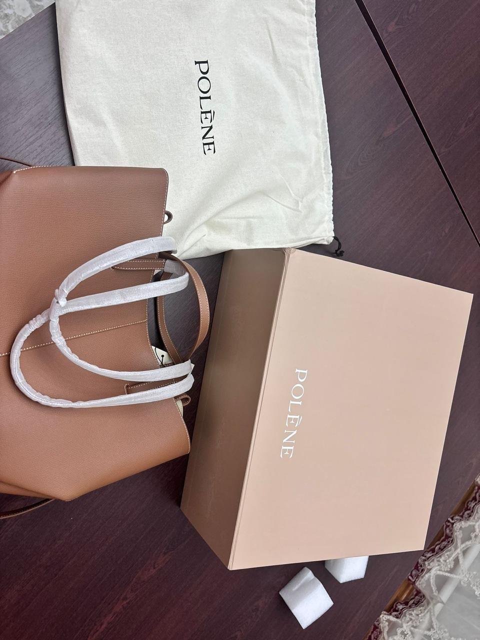 Polene Cyme Camel Big Size Leather Bag .Polene Camel Big Size