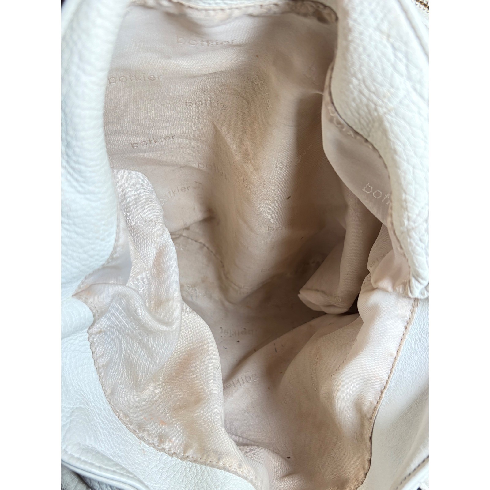 Y2K Botkier Trigger Bag Cream Pebbled Leather Moto Slouchy Shoulder Bag DAMAGED