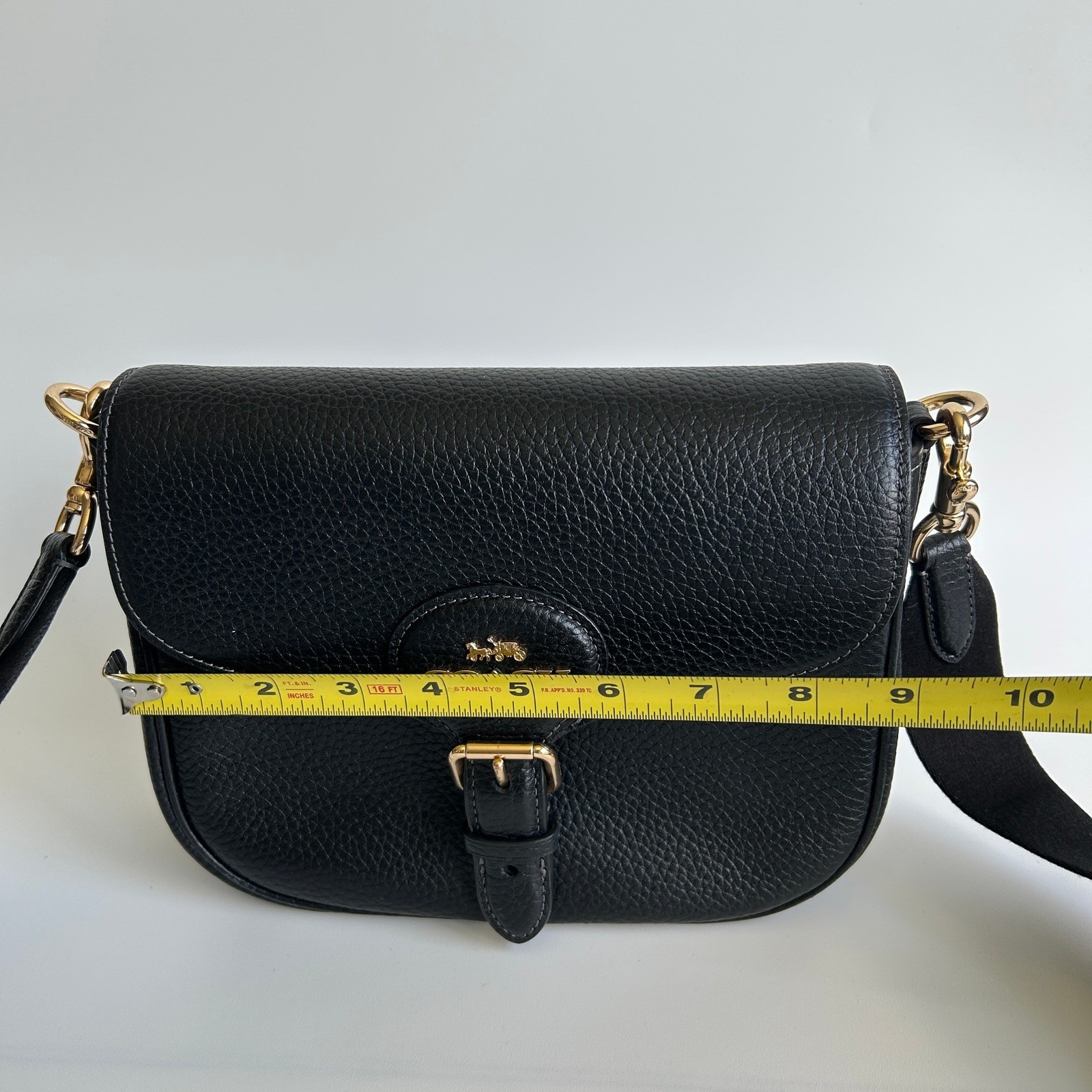 Coach Amelia Black Pebbled Leather Saddle Bag CP107 Excellent