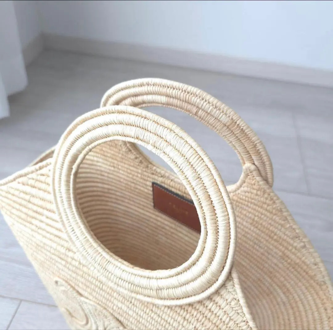 Celine Pleated Panier Raffia Basket Bag 2025SS Woven Straw Tote Unused Japan