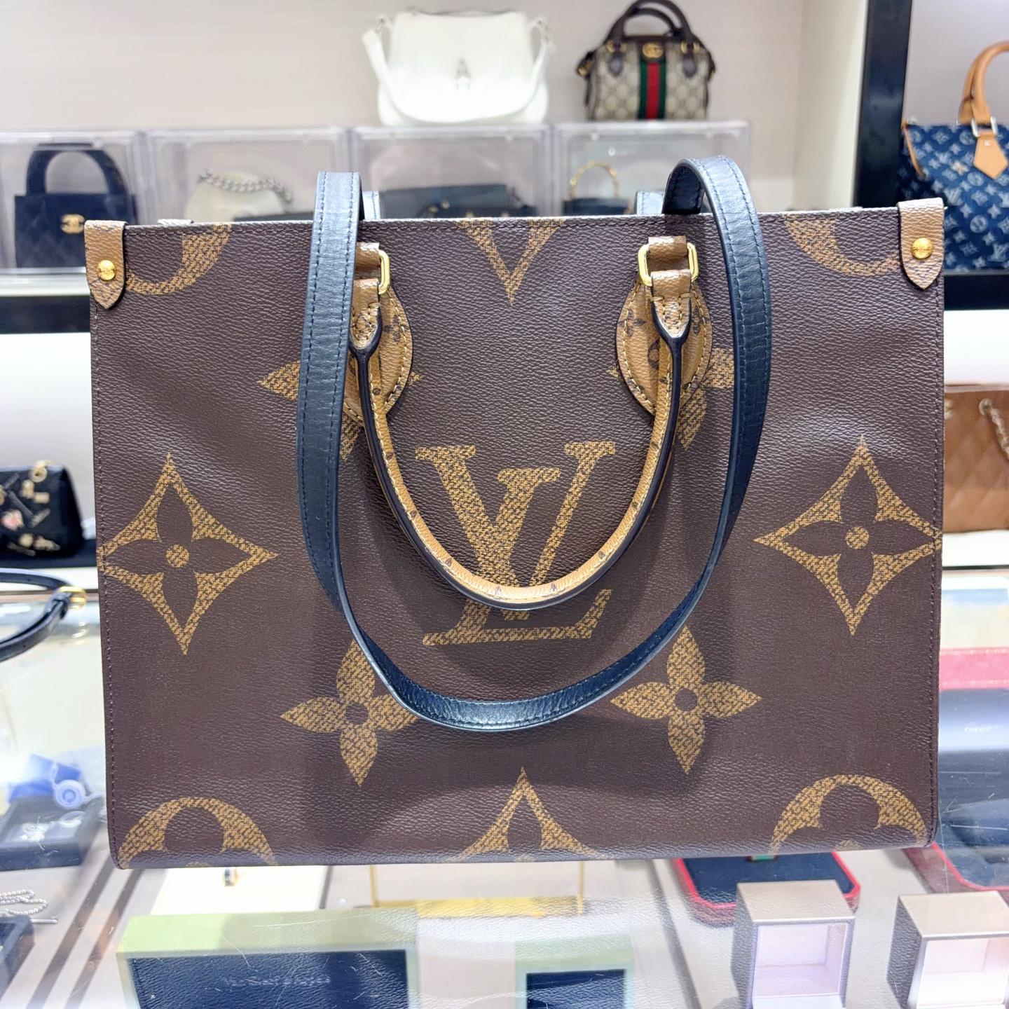 Authentic Louis Vuitton Onthego MM Monogram Canvas Tote Brown Gold-Tone eBay AG
