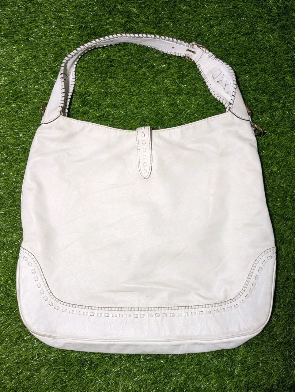 Gucci Jackie White Leather Hobo Shoulder Bag Gold Hardware Italy 219704