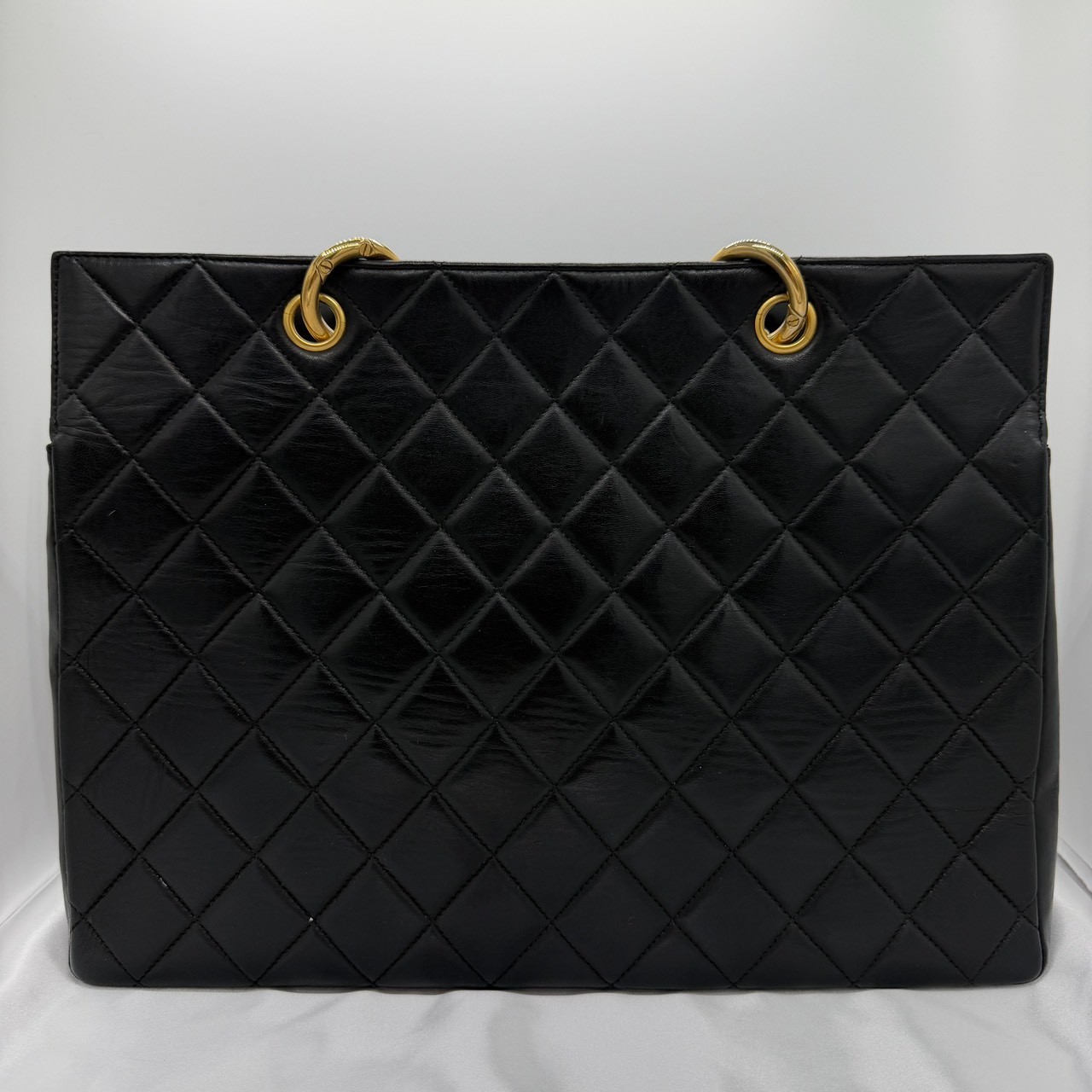 CHANEL PTT Petit Timeless Tote Bag Black Lambskin Gold Chain CC Vintage