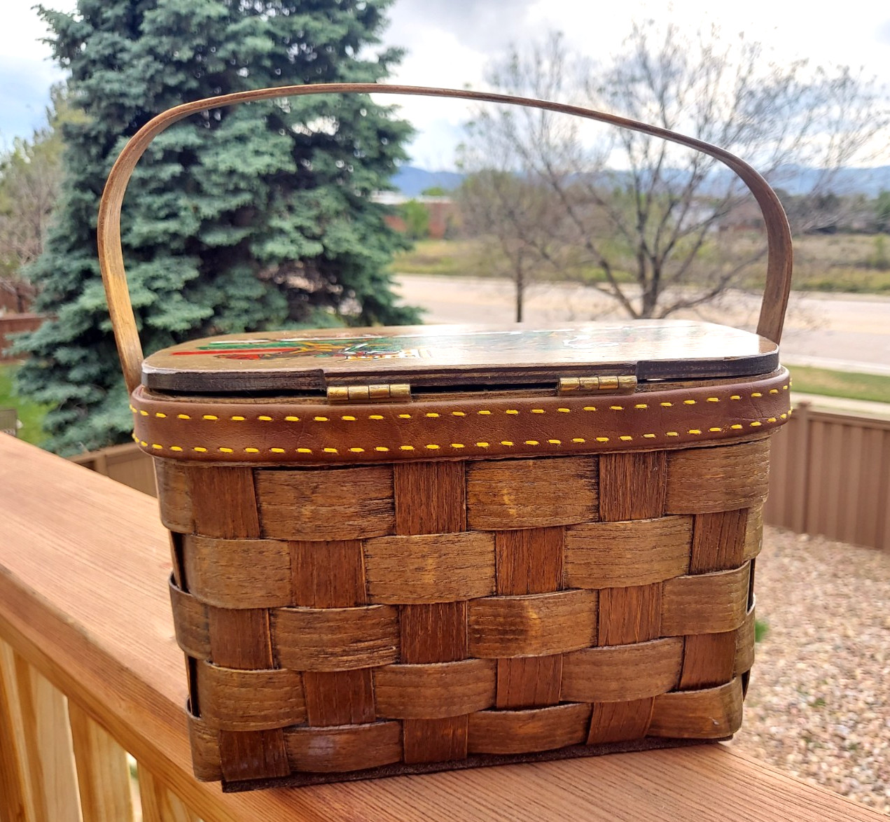 Signed Caro Nan Wood Basket Purse ~ Horse Racing Theme for Hershey Country Club
