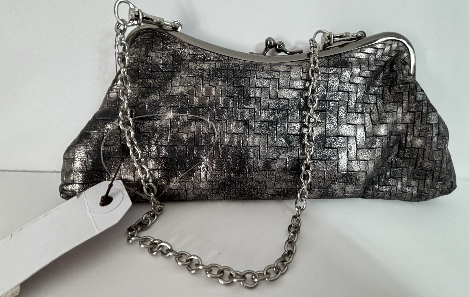 Patricia Nash Woven Gray Black Tote Bag Purse W/ Metal Chain New Tag Says Model