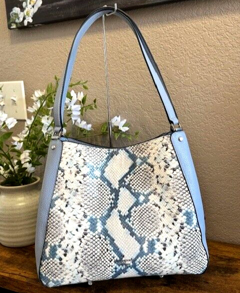 Kate Spade Leila Snake Embossed Medium Triple Compartment Shoulder Purse Muted