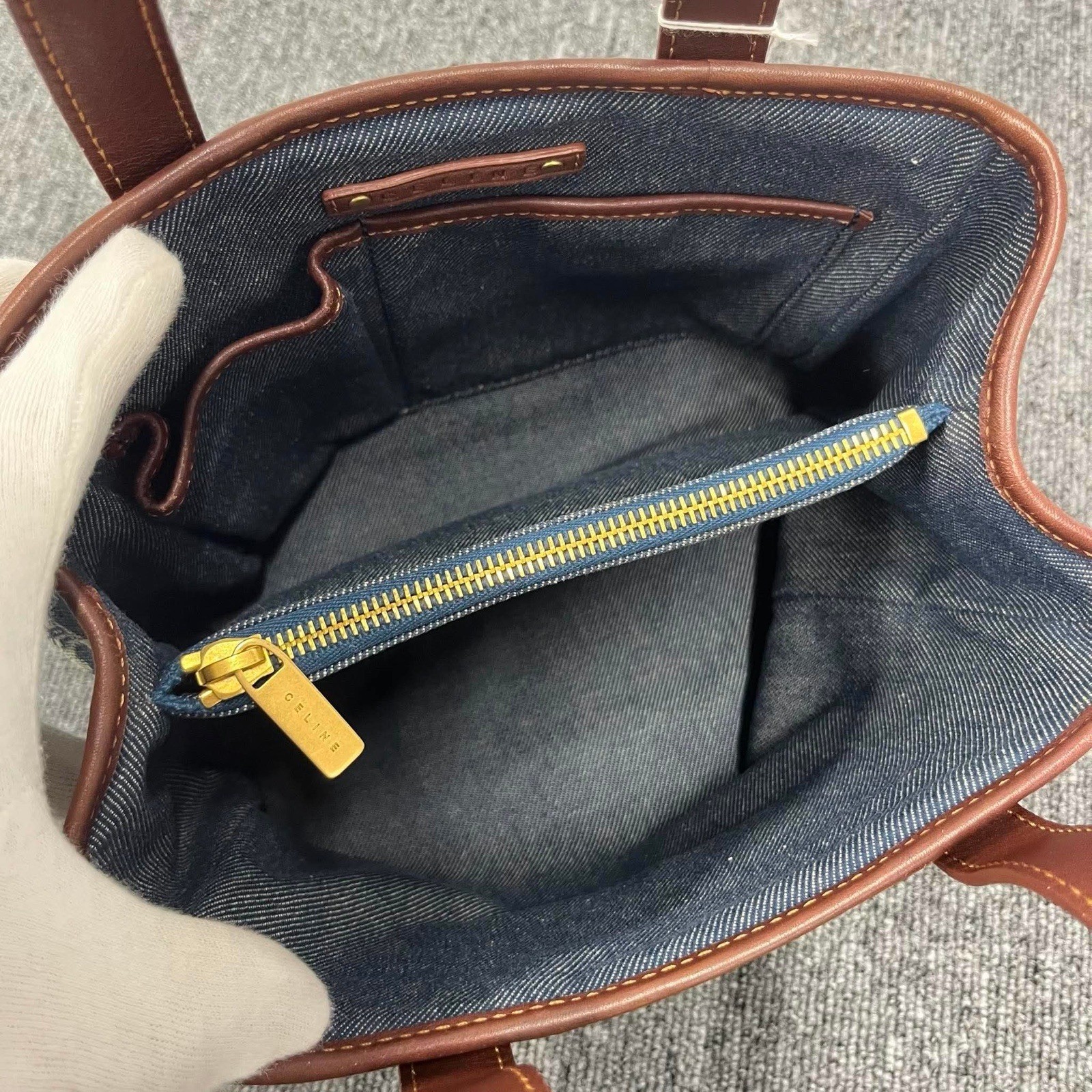 CELINE Macadam Denim Triomphe Small Tote Bag