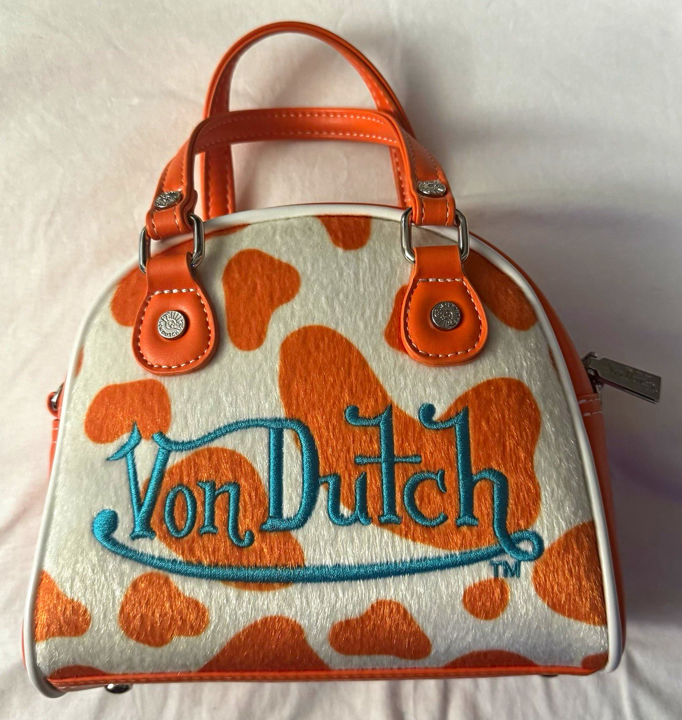 Von Dutch Mini Bowler-Orange Cow Print-Rare
