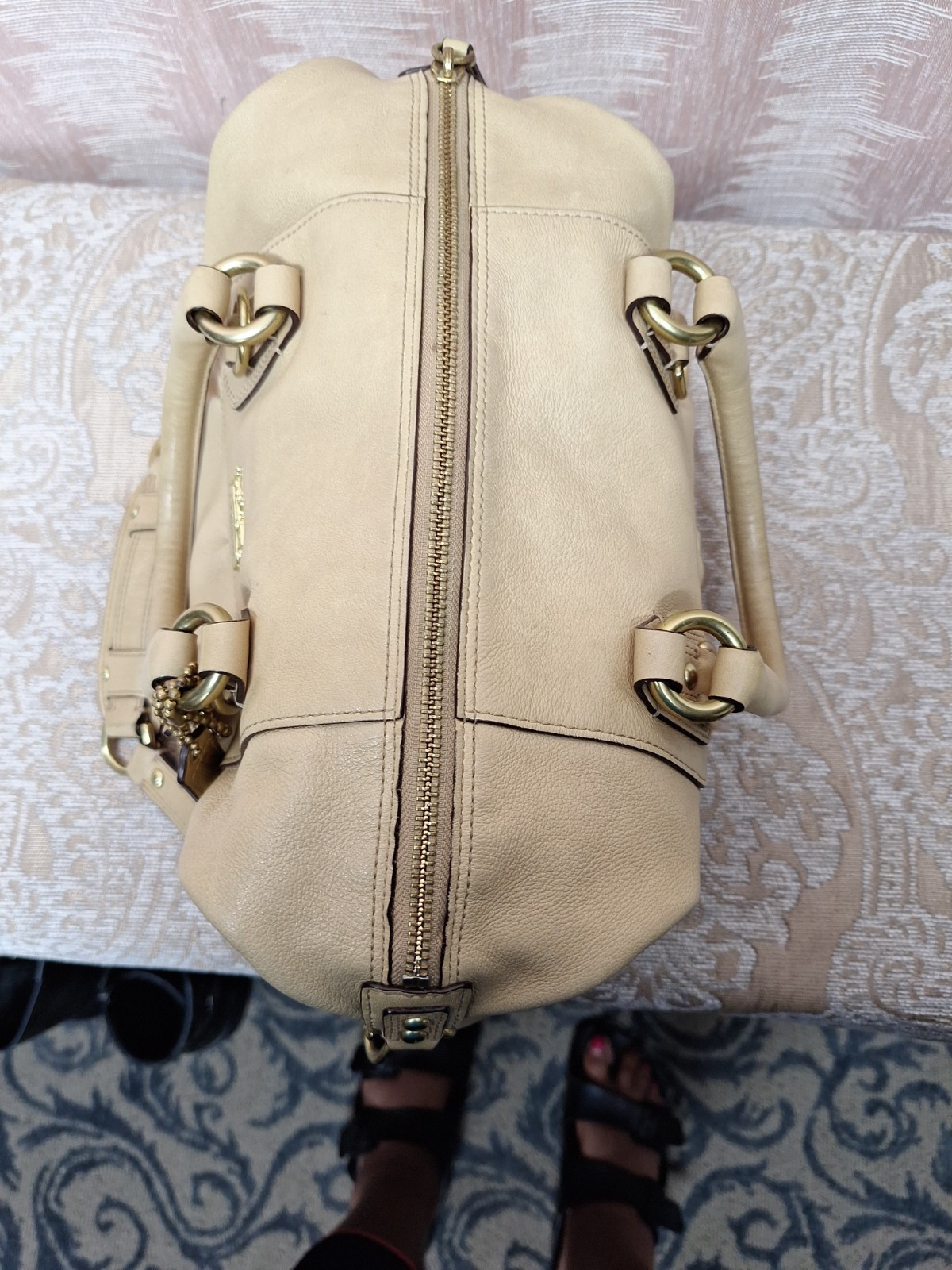 Coach Madison Sophia Nude Pink Leather Satchel Shoulder Bag Crossbody F15447