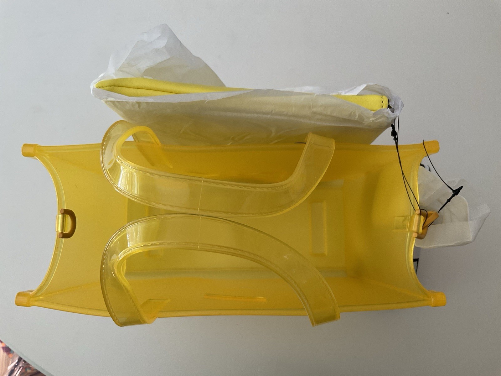 NWT DKNY Jelly Bag Hadlee Small Tote Clear Daffodil Yellow See Through