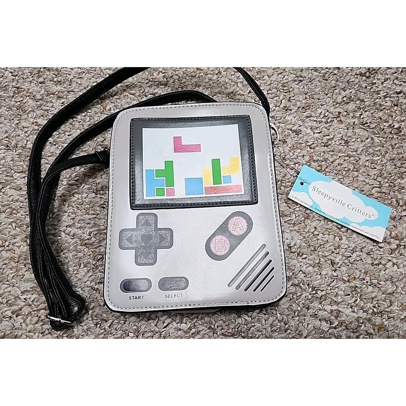 Sleepyville Critters Retro Video Game Console Crossbody Bag Grey Novelty Purse