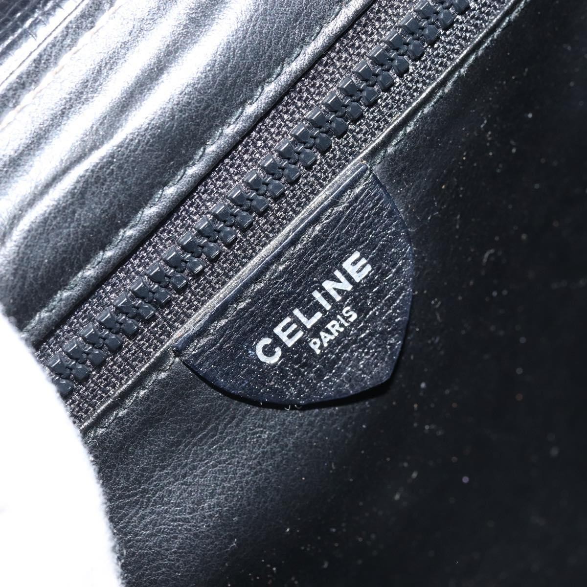 CELINE Circle Shoulder Bag Leather Black Silver Auth LNZ679V