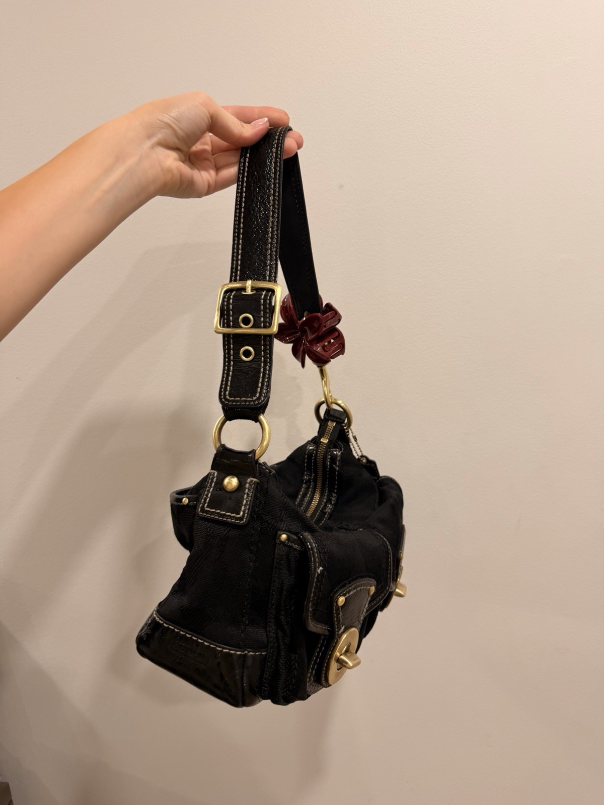 Coach Black Canvas Double Turnlock Legacy