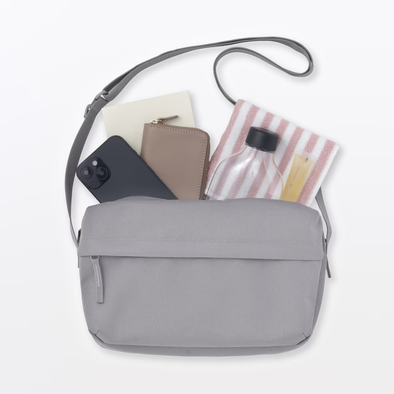 MUJI 4L Water Resistant Shoulder Bag with Back Pocket Smoky Blue FedEx