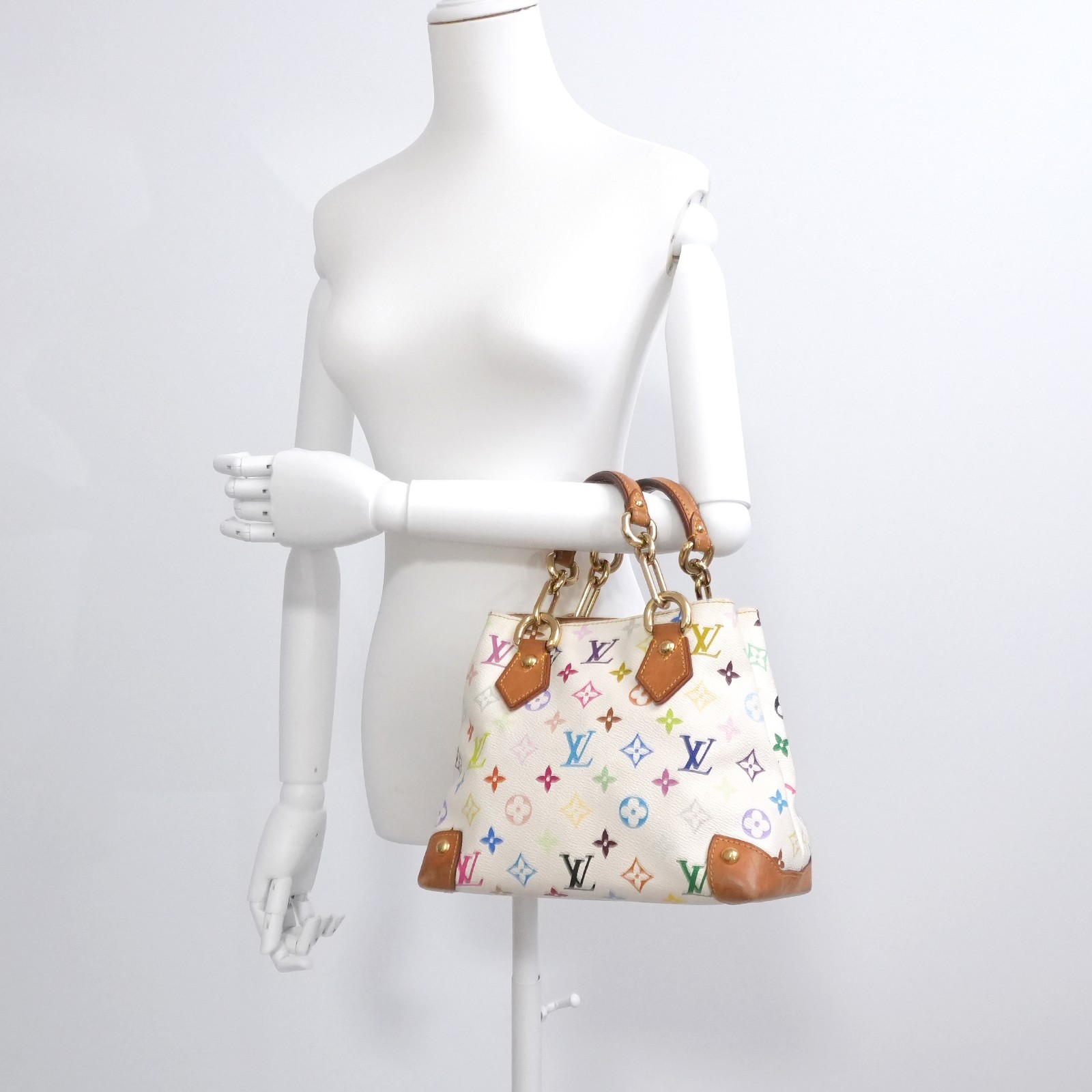 LOUIS VUITTON LV Monogram Multicolor Audra M40047 Bag White TH1005 Auth #58639A