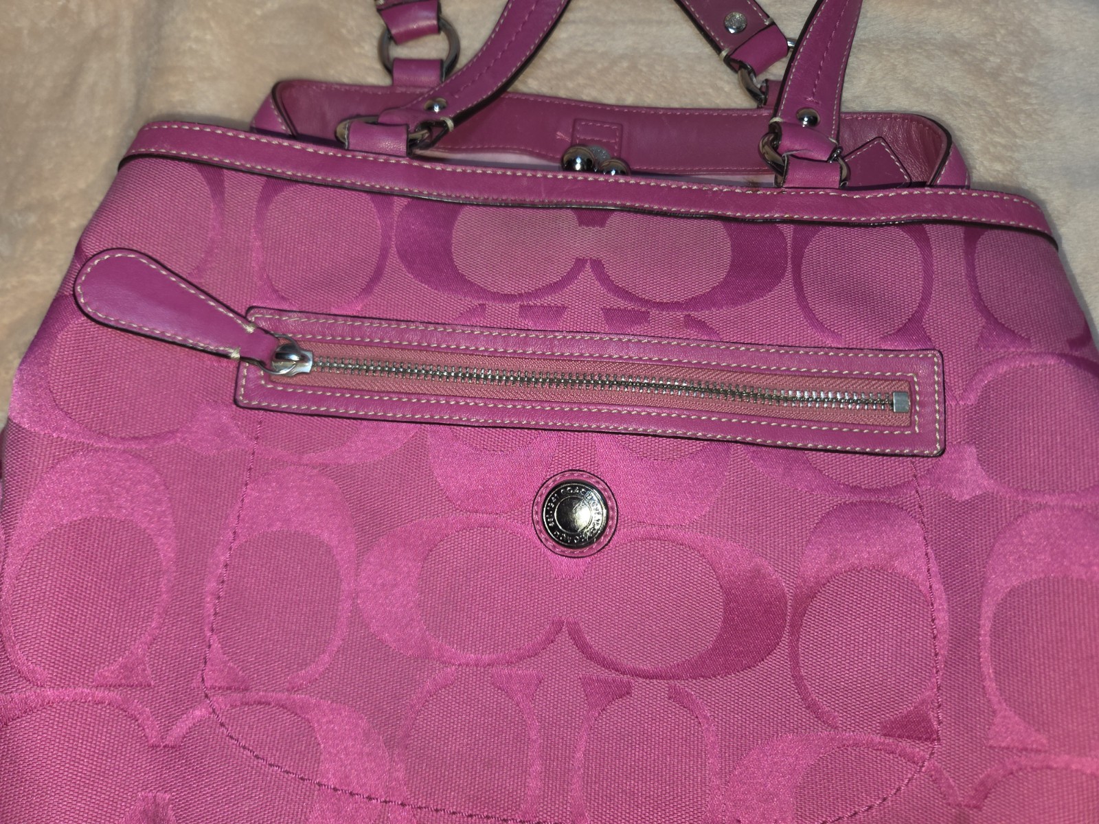 Vintage Hot Pink Coach- Laura Carryall- 14940