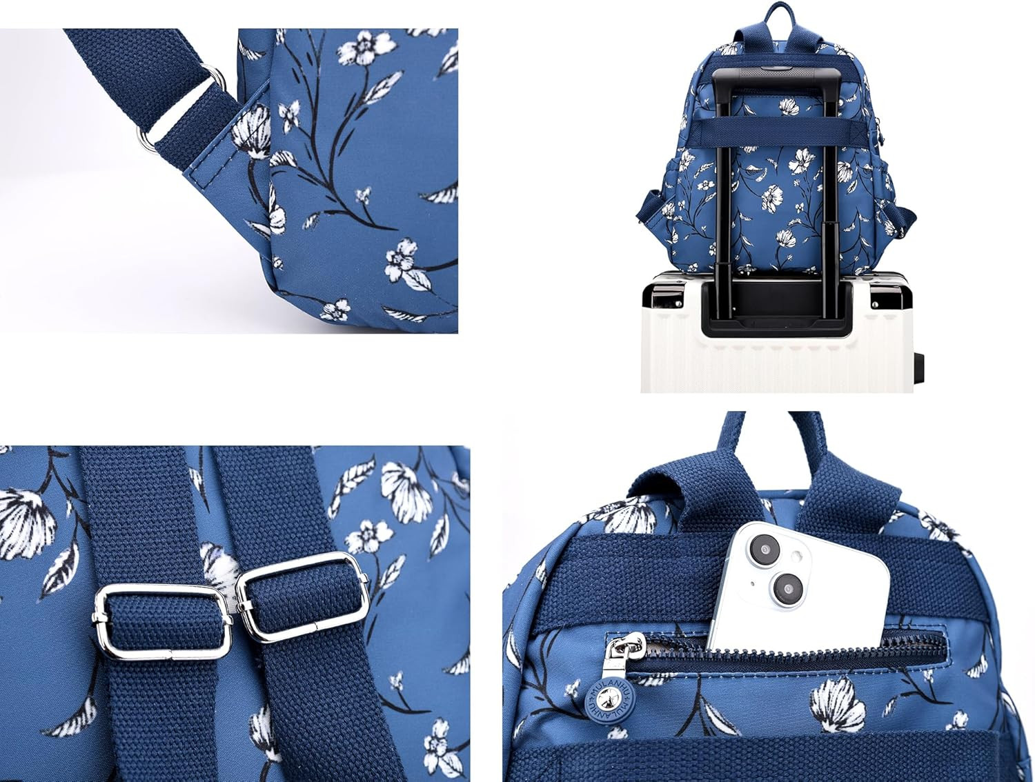 Mini Nylon Backpack Purse Women Small Travel Anti Theft Multi Pocket Bag