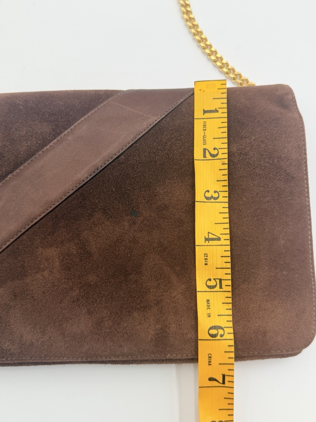 Vintage Susan Gail Brown Suede Shoulder Bag Gold Chain Purse 80s Glam