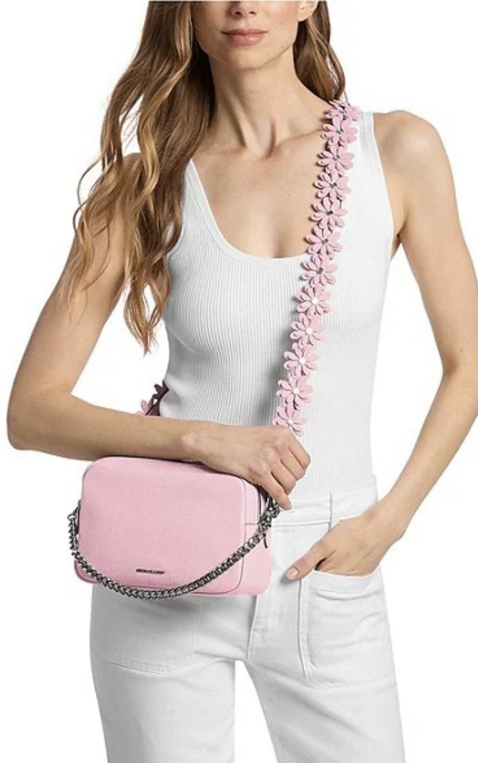 Michael Kors Bryant Medium Double Zip Floral Strap Camera Crossbody Bag