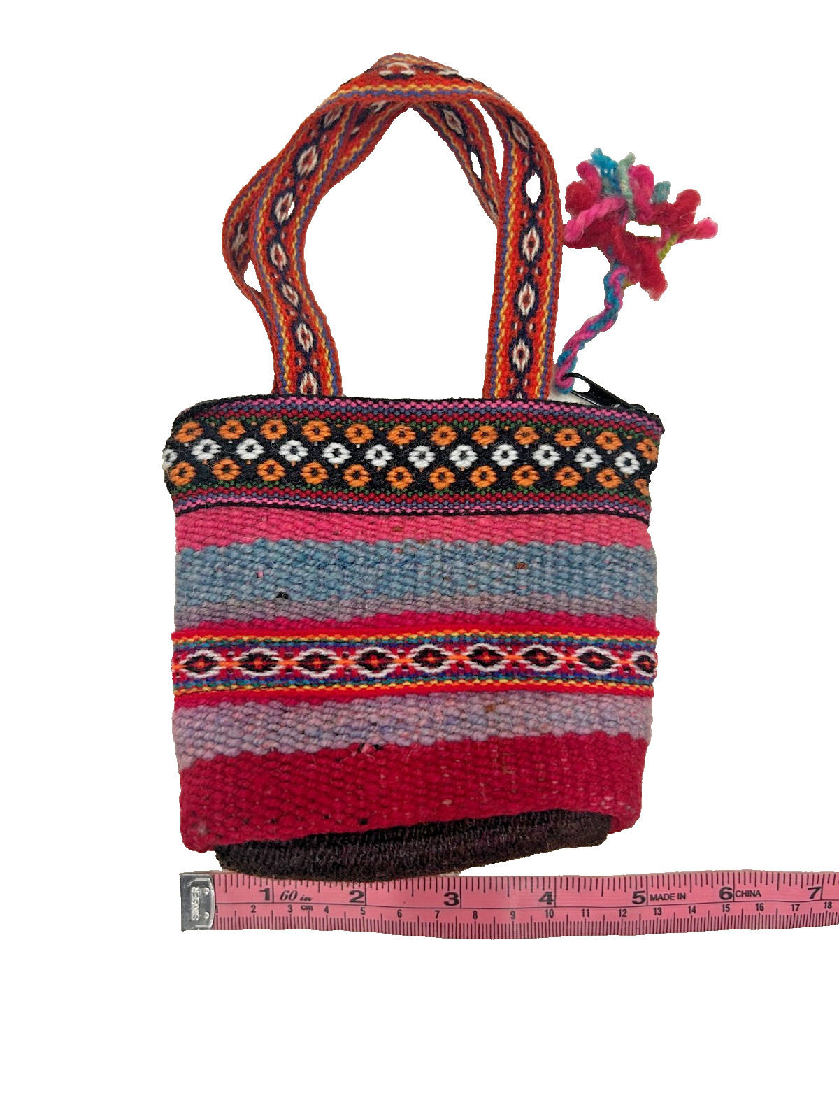 Peruvian Andean Coin Purse Makeup Bag Mini Purse Wool Hand Woven 5″ x 4″ x 1.5″
