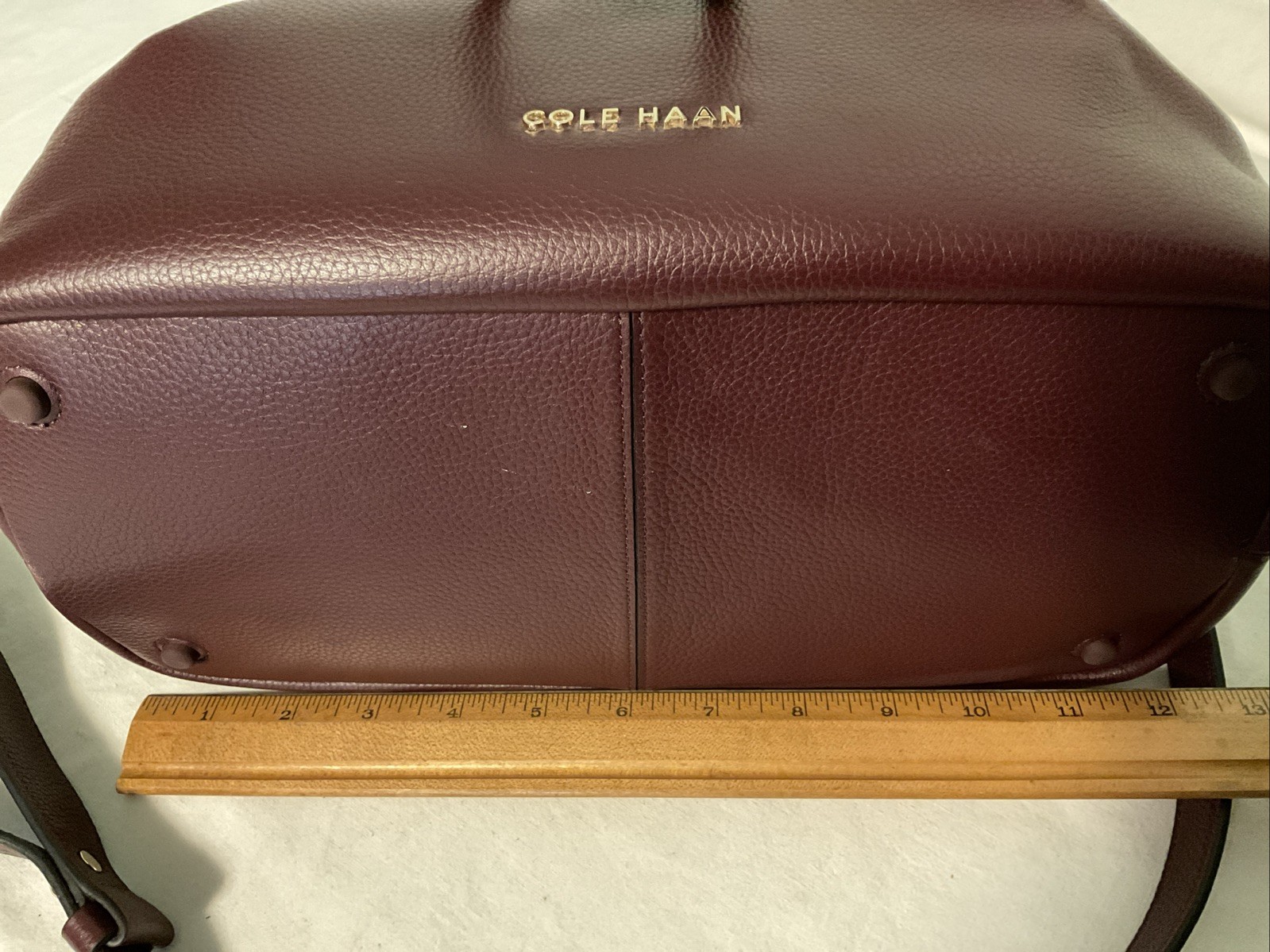 Cole Haan Grand Series Ambition Large Bucket Bag Burgundy Pebbled Leather Purse