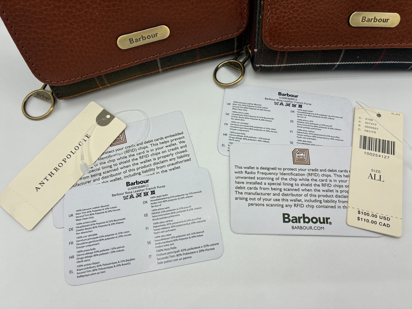 BARBOUR ROSA FRENCH LEATHER WOMENS RFID PURSE ANTHROPOLOGIE ONE AVAILABLE READ