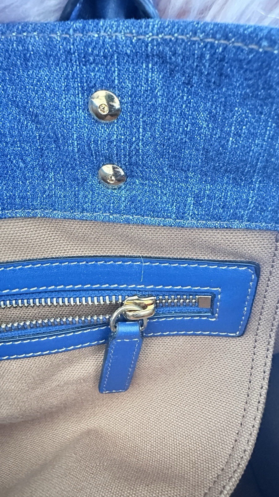 AUTHENTIC VERSACE LA MEDUSA LARGE TOTE BAG IN BLUE DENIM