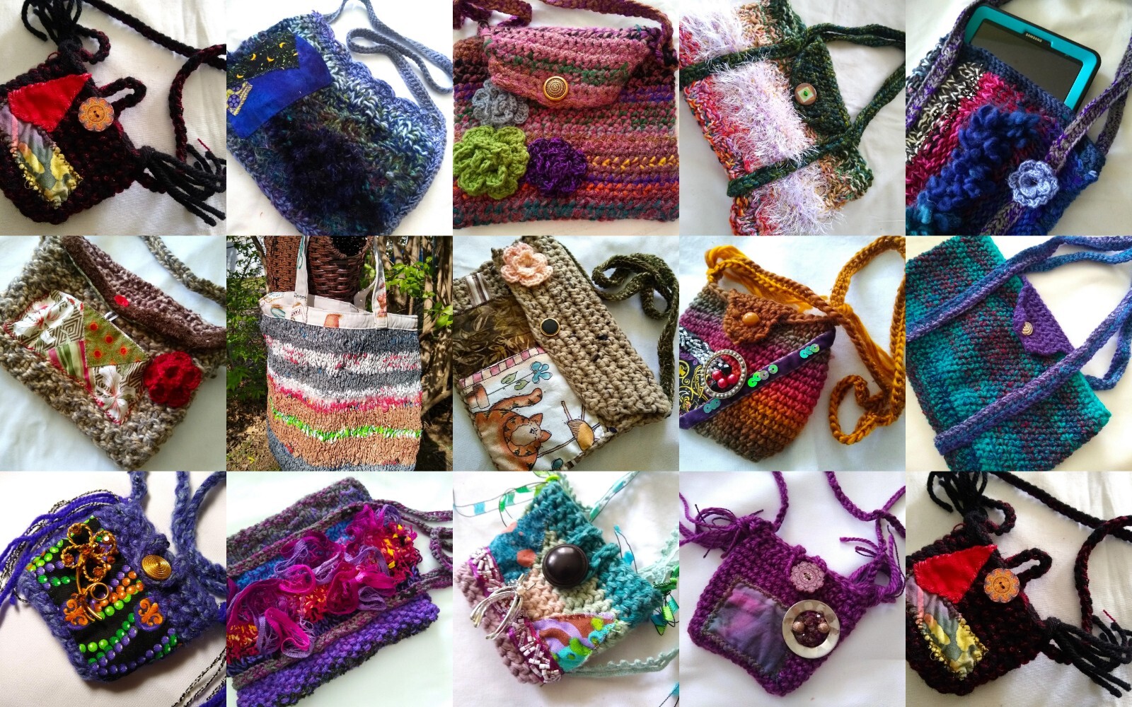 Knit crochet Bags Purse Cases tablet coin purse book tote bamboo cotton acrylic