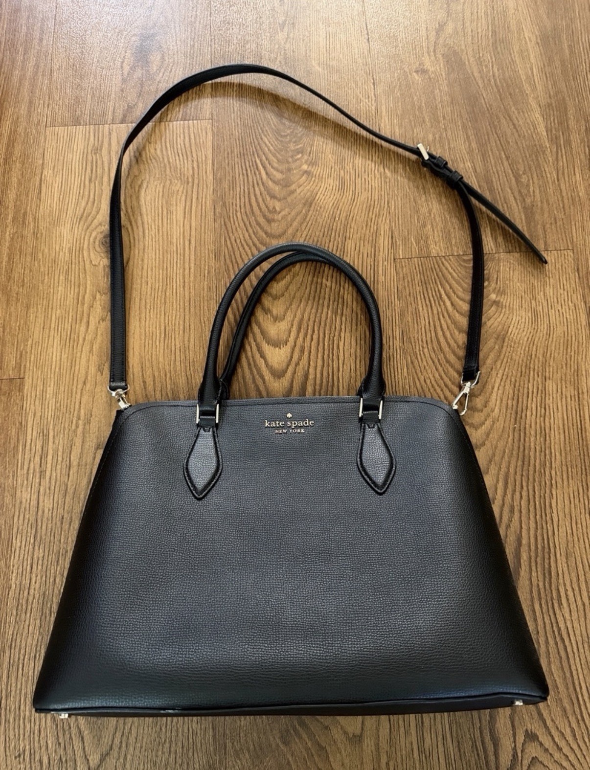 Kate Spade NY Black Pebbled Leather Dome Satchel Handbag / Longer Strap Missing