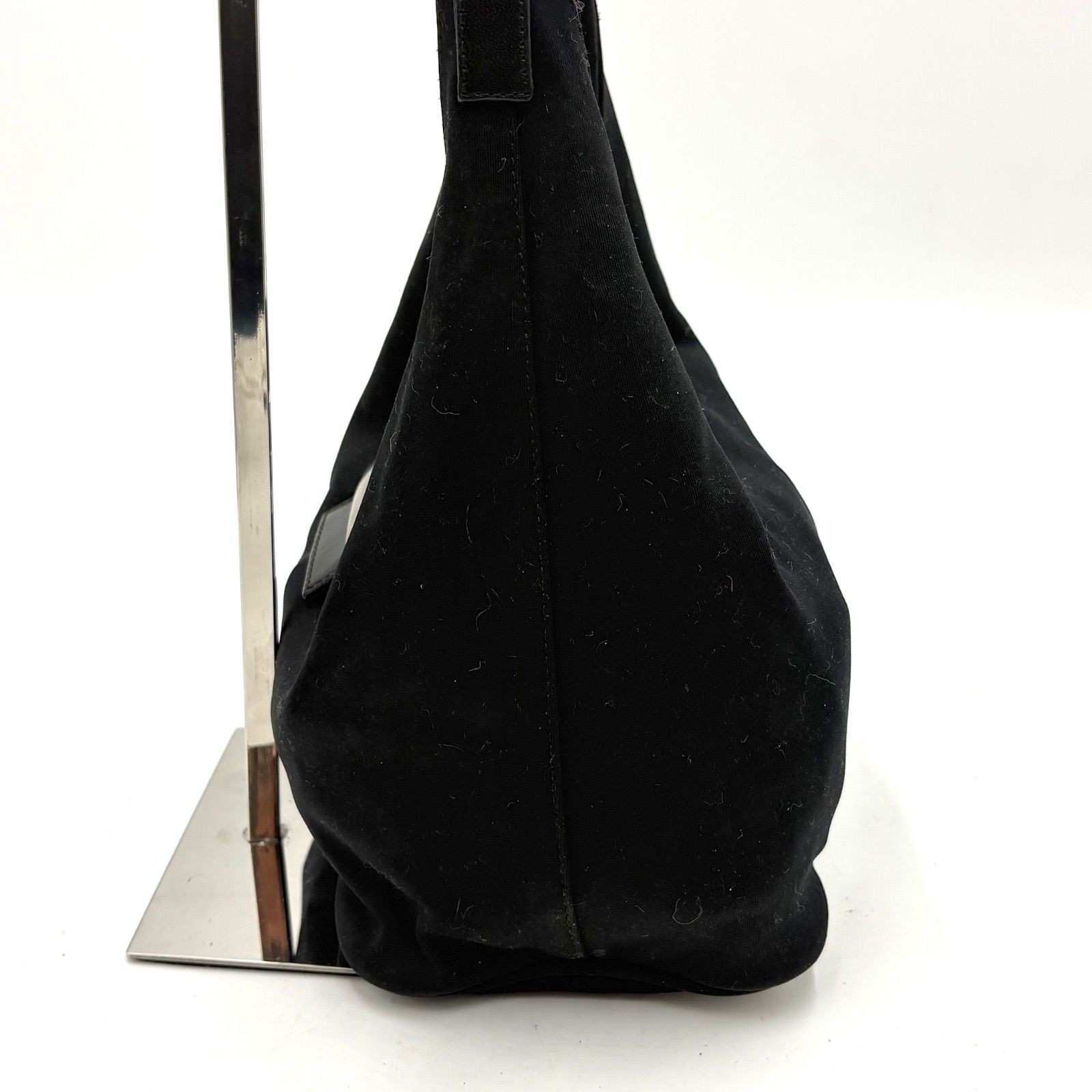 Auth FENDI Mamma Bucket Cotton Jersey Shoulder Bag, Black, 26686 2Y9857