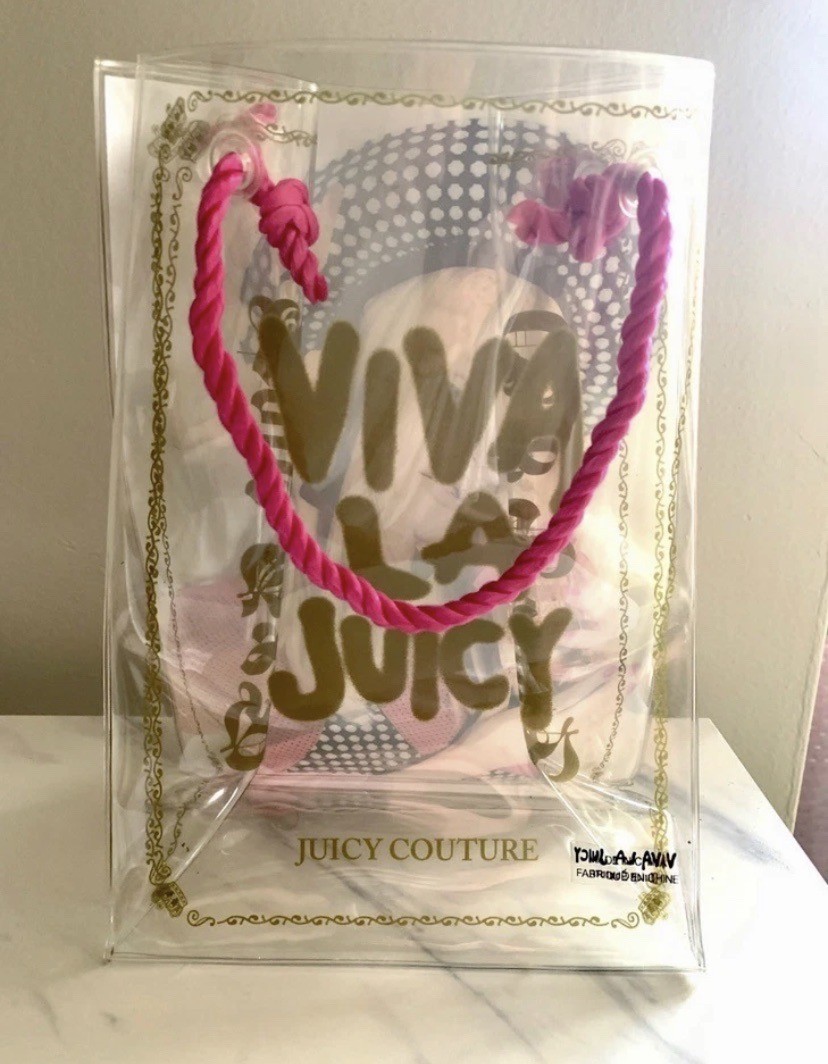 JUICY COUTURE “VIVA LA JUICY” Y2K CLEAR VINYL TOTE BAG PAM & GELA VTG CLEAR NEW
