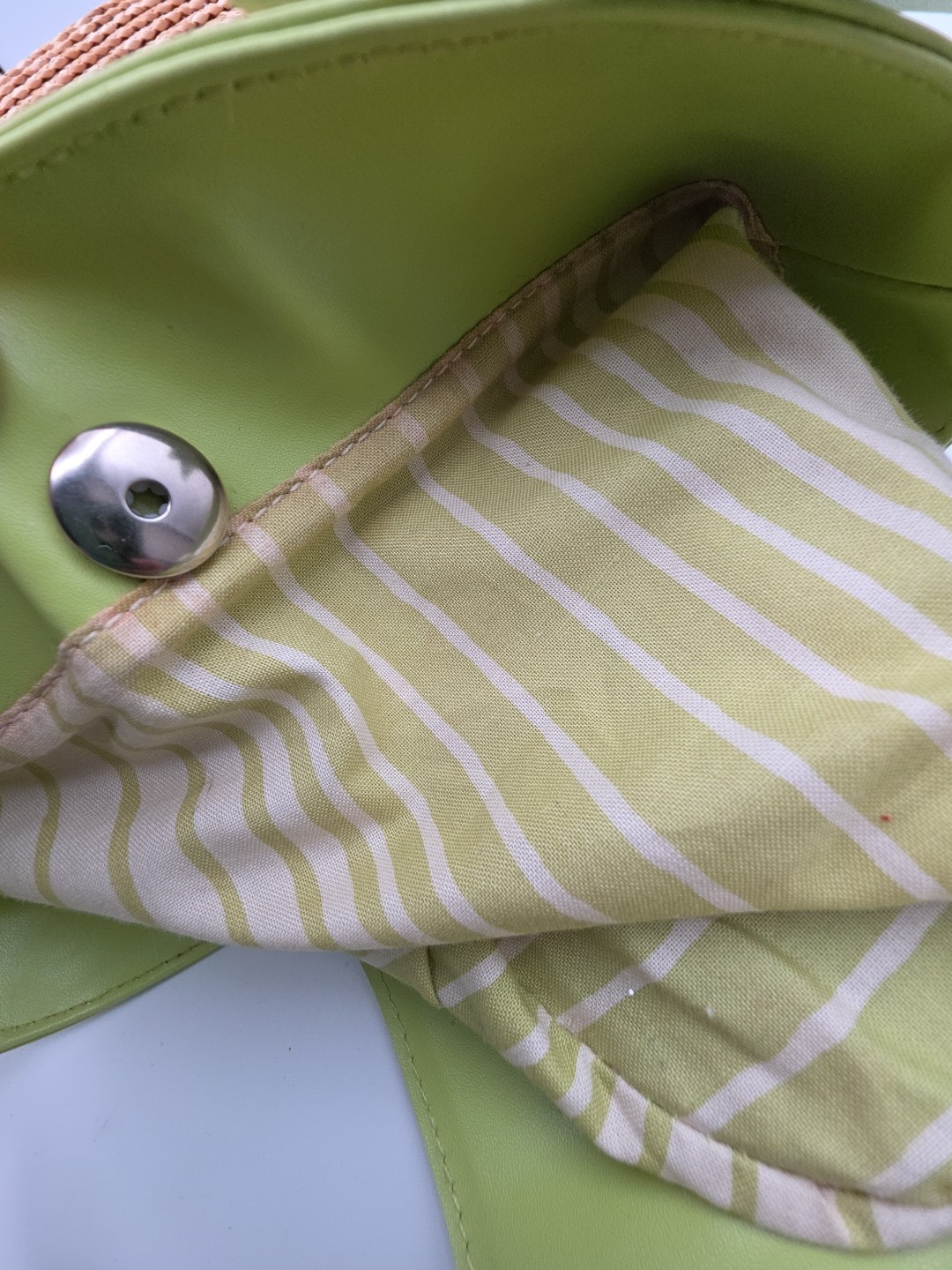 Bath and Body Works Straw Tote Bucket Bag Purse Lime Green Beach Flower Boho