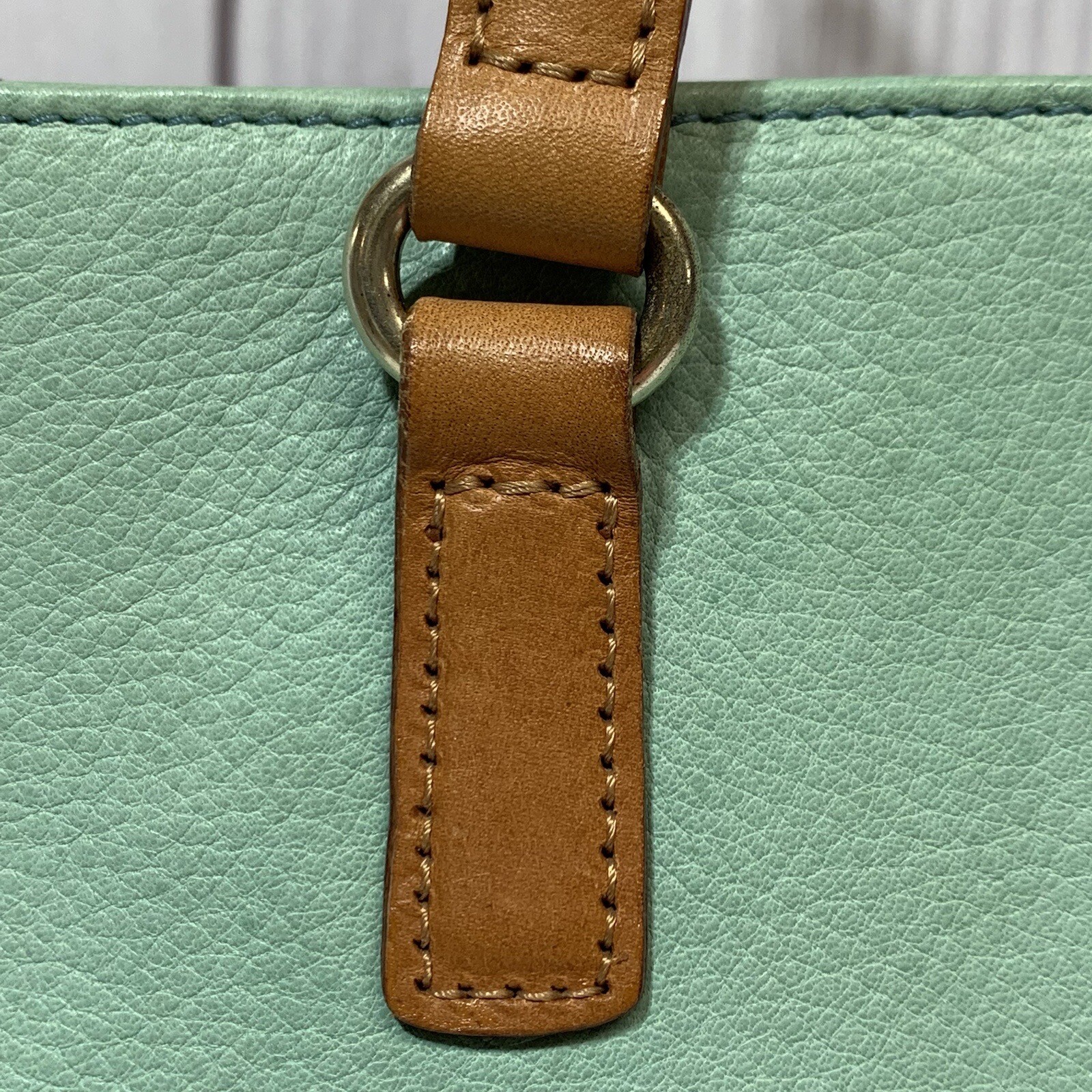 Fossil Pebble Leather Small Mini Satchel Purse Green Triple Entry ZB7013 READ