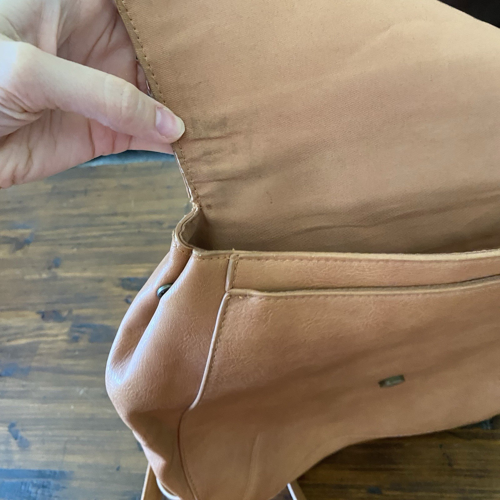 Universal Thread Tan Faux Leather Sheepskin Backpack Bag 12 x 13in Purse Case