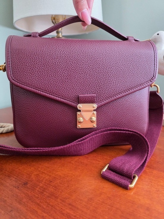 DUYP Melodie Cecile Paris 15 Satchel Crossbody Burgundy Togo Leather Bag NWOT