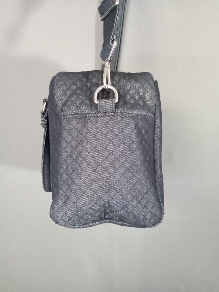 Vera Bradley Iconic 100 Handbag,Charcoal,Quilted Cotton Microfiber,Remove Strap