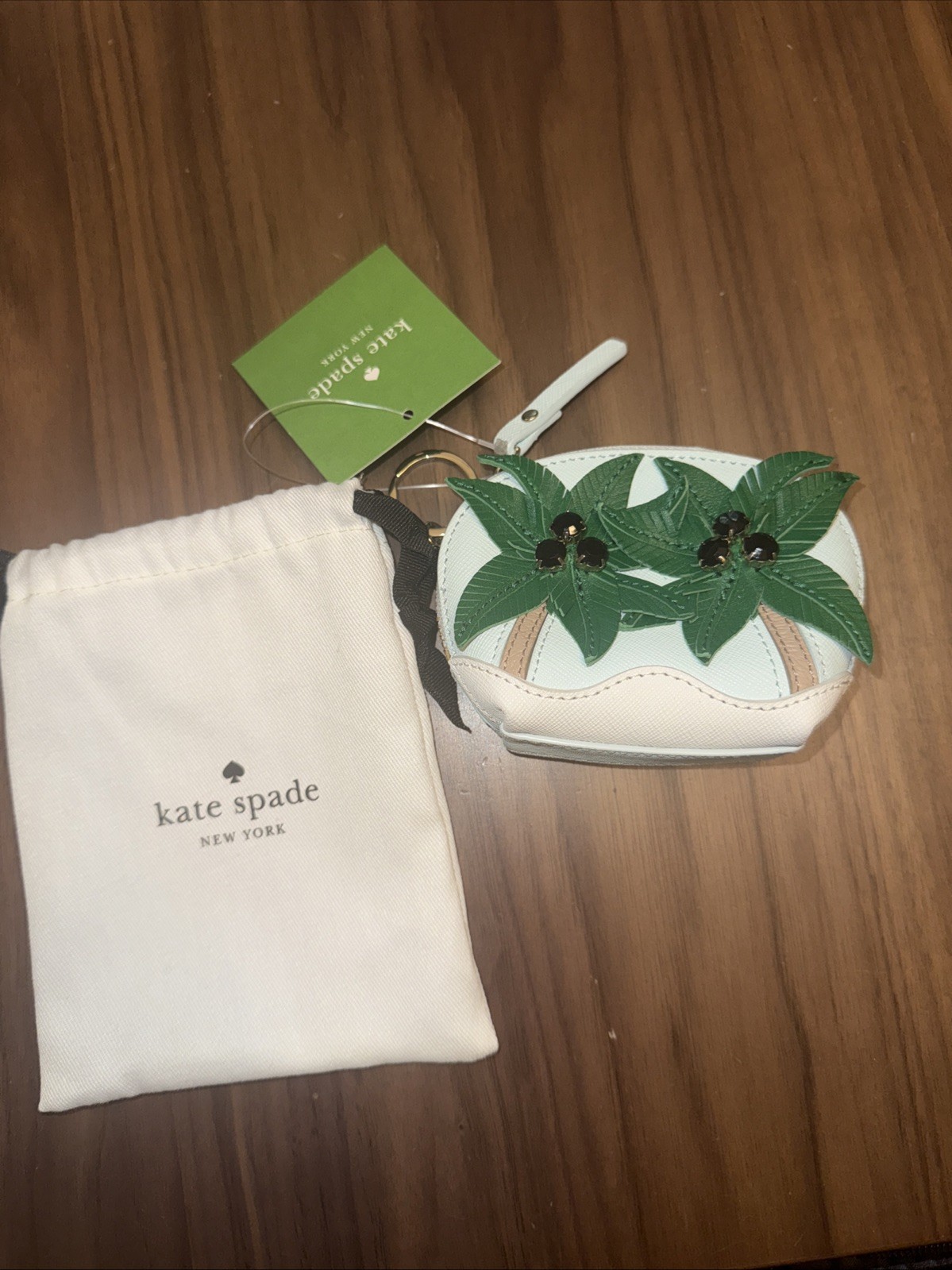 NWT Kate Spade 2018 Breath Of Fresh Air Leather Palm Tree Coin Purse Bag Charm