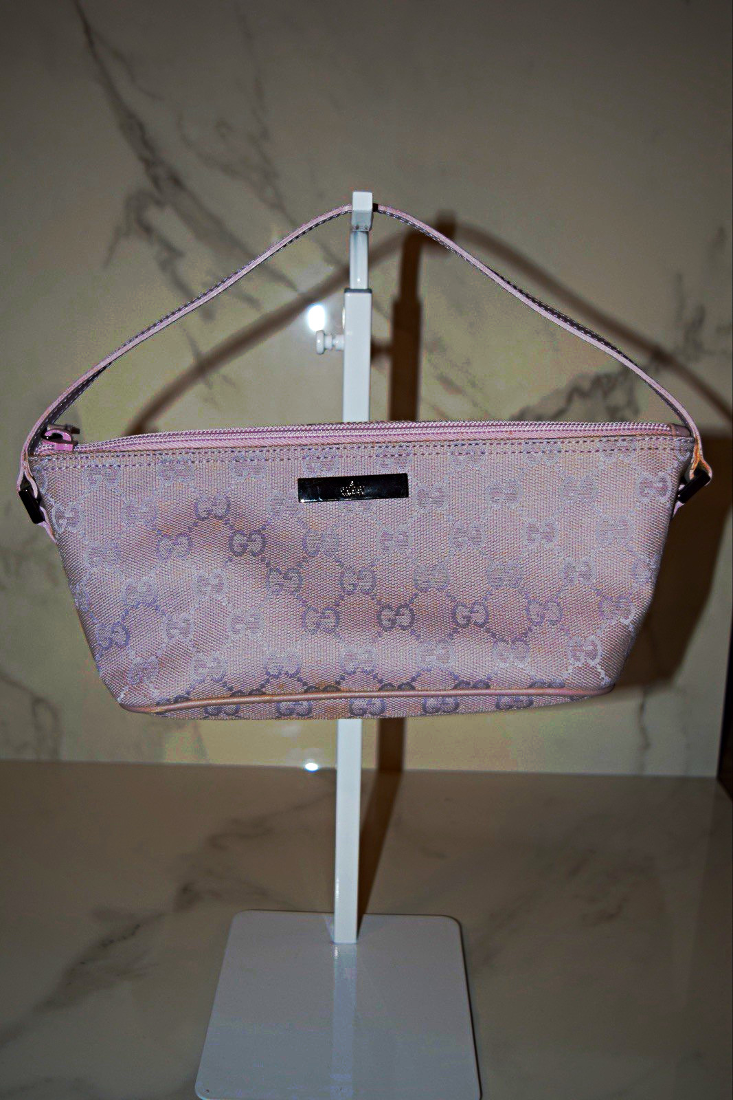 Vintage GUCCI Lilac GG Monogram Boat Bag with Dust Bag