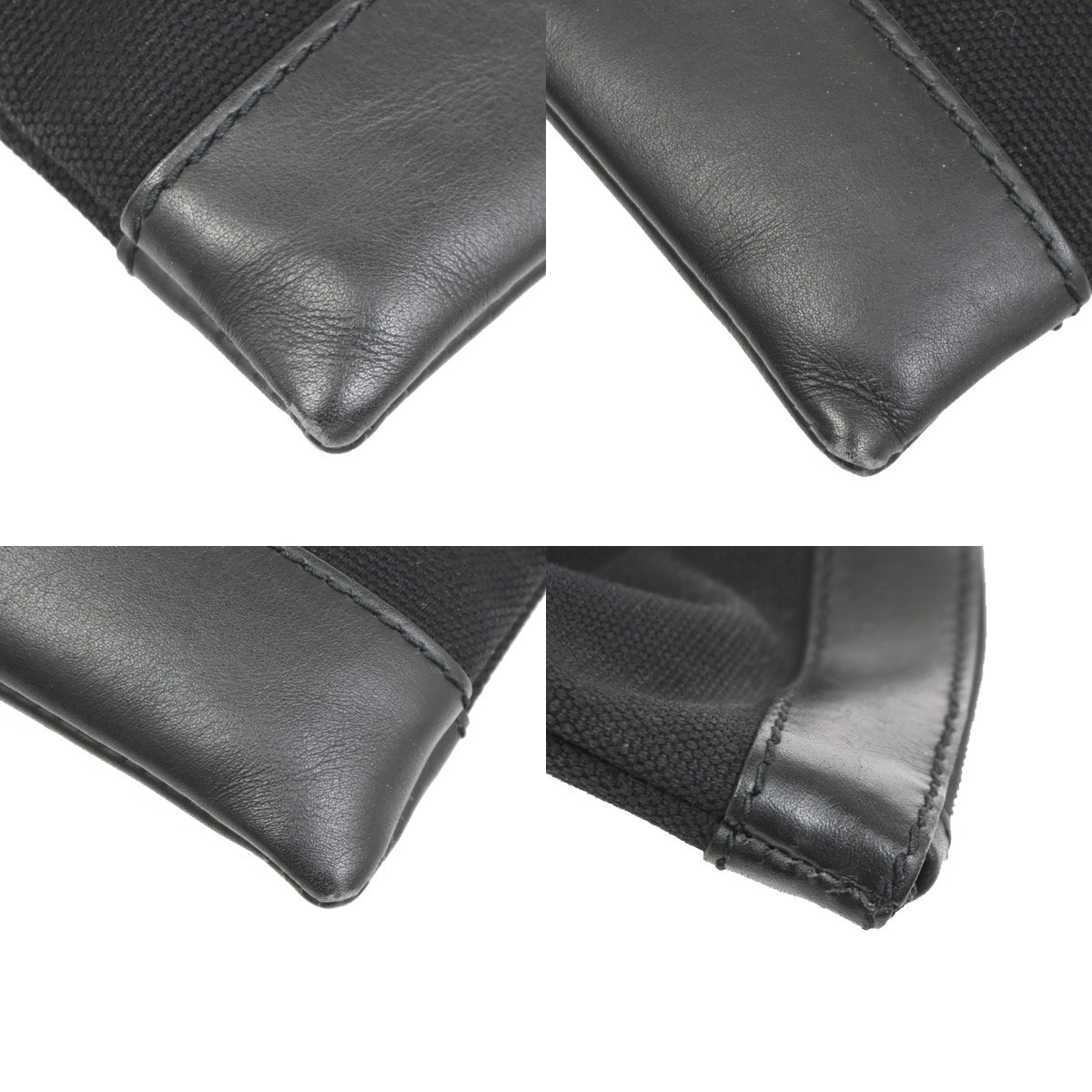 BALENCIAGA Logo Clutch Ba Canvas Leather Black SHW Italy 63TA693