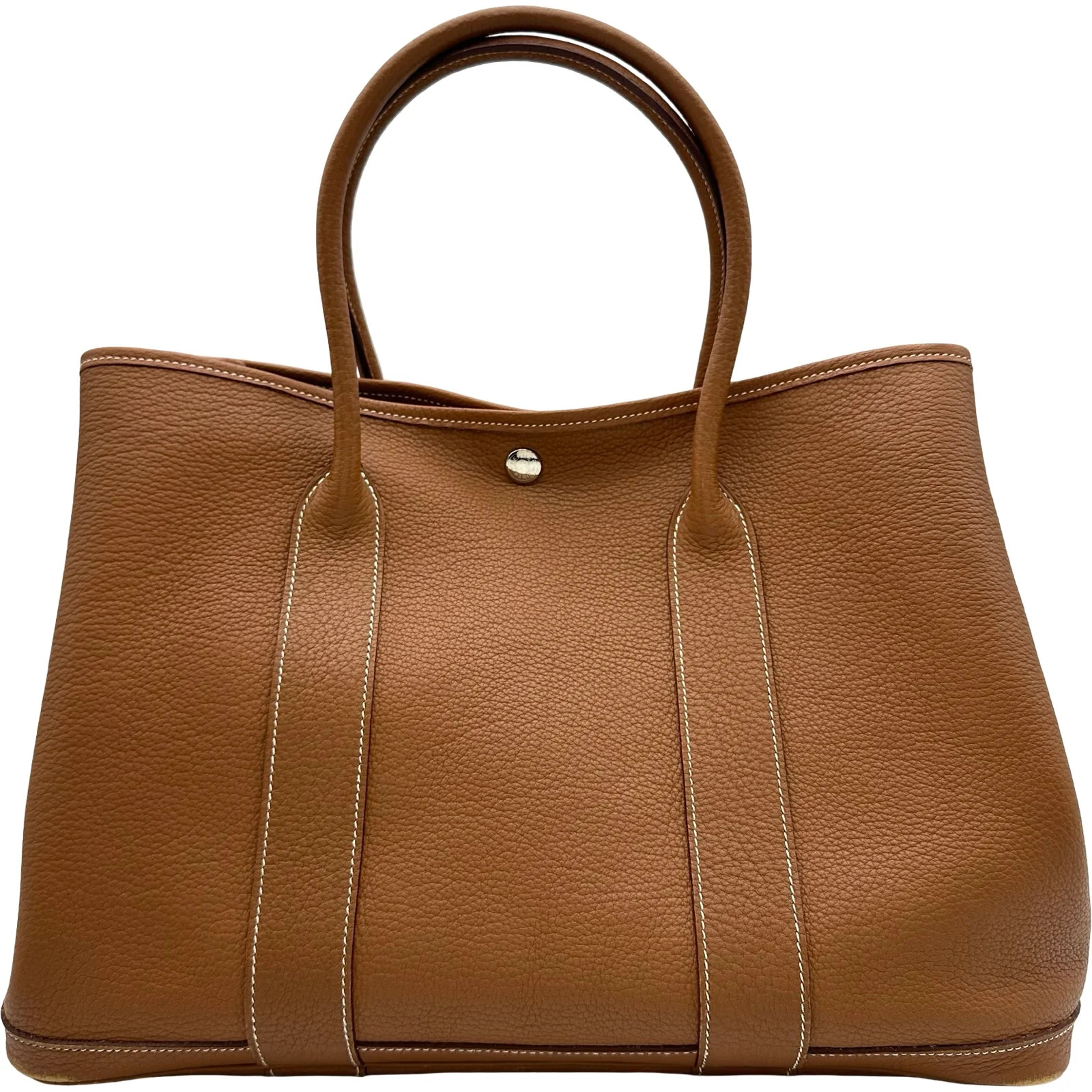 HERMES Garden Party PM Gold Negonda Leather Tote #OKB7911